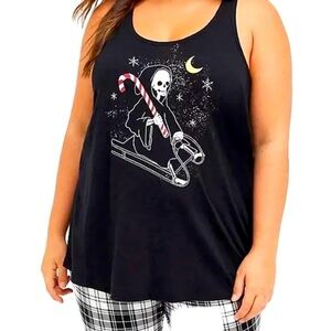 Torrid Black Tank Top with Skeleton Design